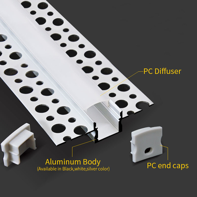 Goede prijs Van het LEIDENE Drywall Gipsplaatprofiel het Aluminium In een nis gezette van het LEIDENE van het Pleistergips Lichte Kanaal Strokenaluminium met PC-Dekking online