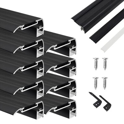 Goede prijs Zwart geanodiseerde LED-neusprofiel 6063-T5 aluminiumlegering W65mm*H27.5mm voor traptredeverlichting online