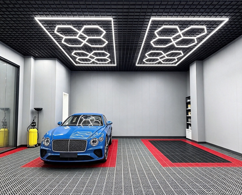 Goede prijs 512W LED Hexagon Licht Modulair Plafondverlichtingssysteem voor Garage Gym Werkplaats Kantoor Verbindbare Honingraat LED Hex Lichtpanelen online
