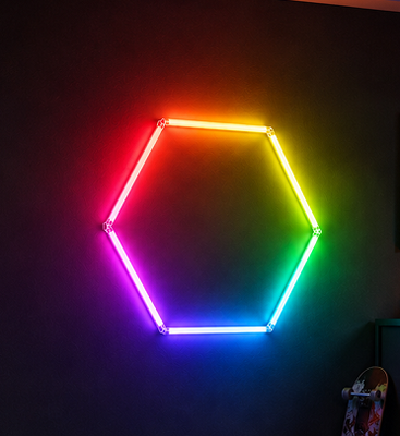 RGB LED Hexagon Light Modulair plafondverlichtingssysteem voor garage Gym Workshop Office Connectable Honeycomb LED Hex Light Panels