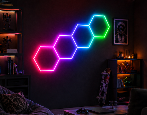 Modulaire RGB LED Zeshoekige Licht Honingraat Panelen Perfect voor Garage, Gym, Werkplaats en Kantoor Plafondverlichting en Decoratie