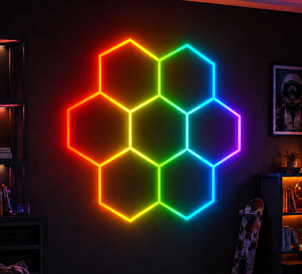 RGB LED Hexagonaal Licht Modulair Honingraat Plafondverlichtingssysteem Ontworpen voor Garage, Gym, Werkplaats, Kantoor en Eenvoudige Montage
