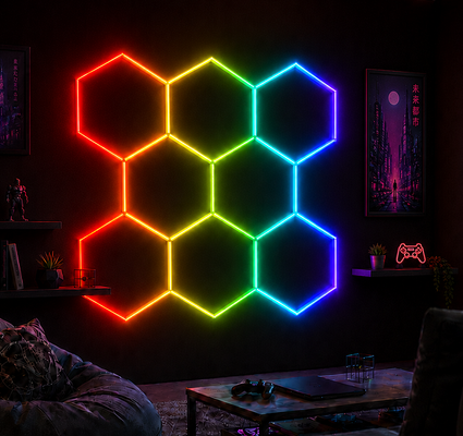 Modulaire LED Hexagonale licht RGB honingraat plafondpanelen voor veelzijdige verlichting in garage gym werkplaatsen en kantoorruimtes