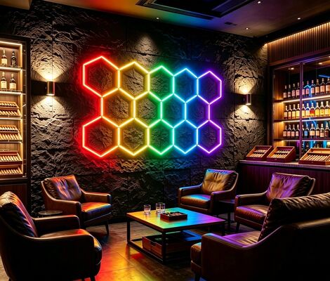 Goede prijs RGB LED Hexagonaal licht Modulair honingraat plafondpaneel systeem voor flexibele verlichting in garage gym werkplaats en kantoor Online