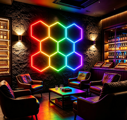 Goede prijs Modulaire LED Hexagonale licht RGB honingraat plafondpanelen voor veelzijdige verlichting in garage gym werkplaatsen en kantoorruimtes Online